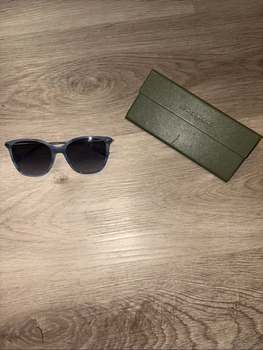 Longchamp Light Blue Frame Sunglasses with Gradient Lenses